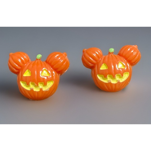 Disney Jewelry - Disney Mickey Mouse Pumpkin Jack O Lantern Halloween Earrings Orange Plastic‎
